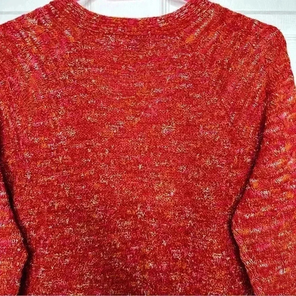 Time And  Tru Cable Knit Sweater V-Neck Orangeish-Red Size Large - Picture 12 of 16
